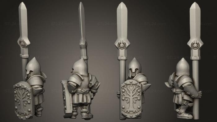 Military figurines (White Tree Spearmen 03, STKW_14823) 3D models for cnc