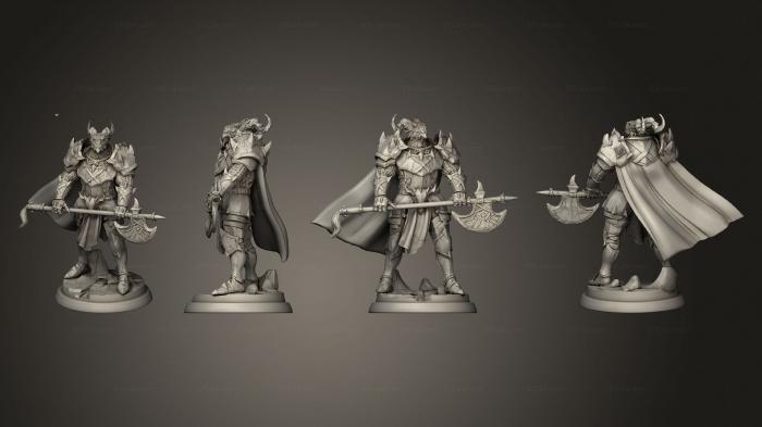 Military figurines (White wirewolf Dragonborn Knight 06, STKW_14884) 3D models for cnc