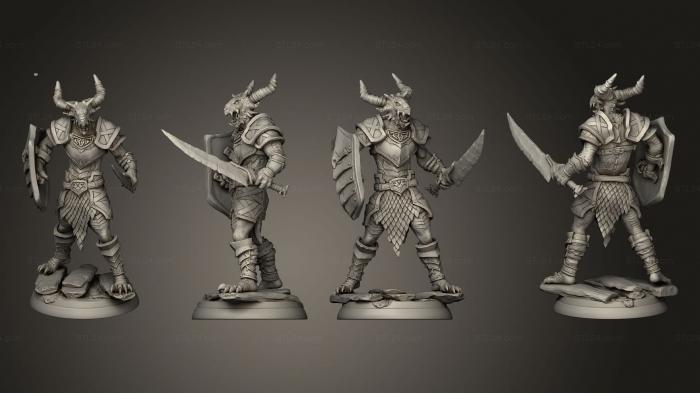 Military figurines (White wirewolf Dragonborn warrior 04, STKW_14888) 3D models for cnc