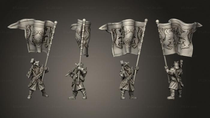 Military figurines (Wolf Knigth Standard Bearer banner, STKW_15033) 3D models for cnc