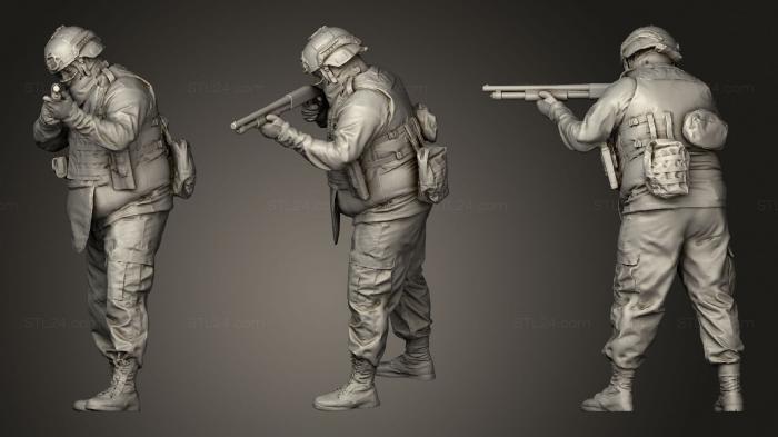 Статуэтки военные (Современный солдат целится из помпового ружья, STKW_1505) 3D модель для ЧПУ станка
