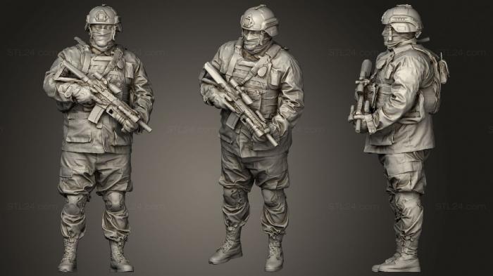 Статуэтки военные (Современный солдат в камуфляже honeybadger 2, STKW_1506) 3D модель для ЧПУ станка