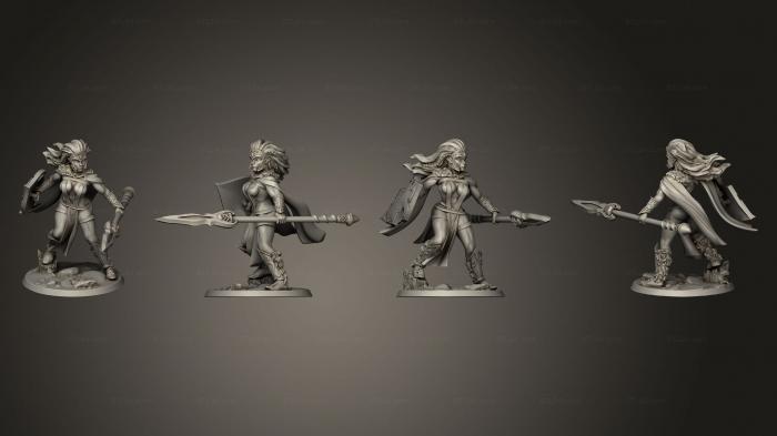 Military figurines (Wood Elves Female Champion, STKW_15077) 3D models for cnc