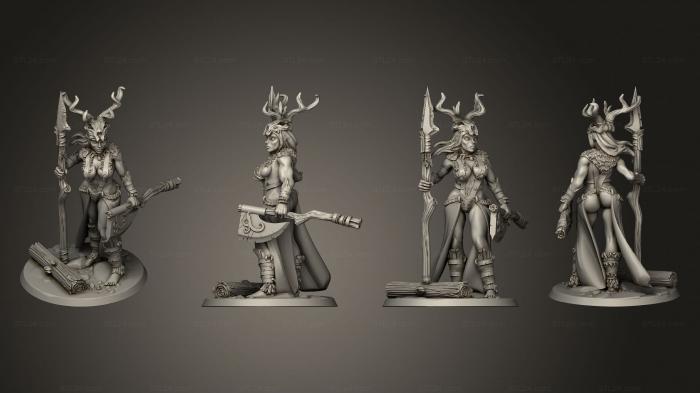 Military figurines (Wood Elves Female Warlock, STKW_15080) 3D models for cnc