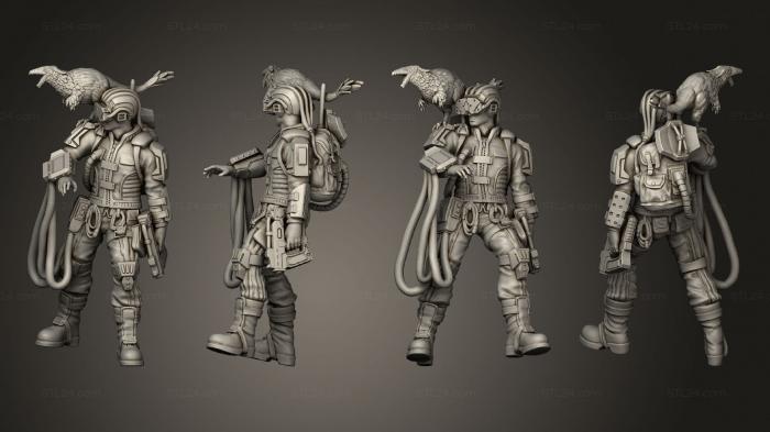 Military figurines (Xenon Hacker with Cassawk bird, STKW_15176) 3D models for cnc