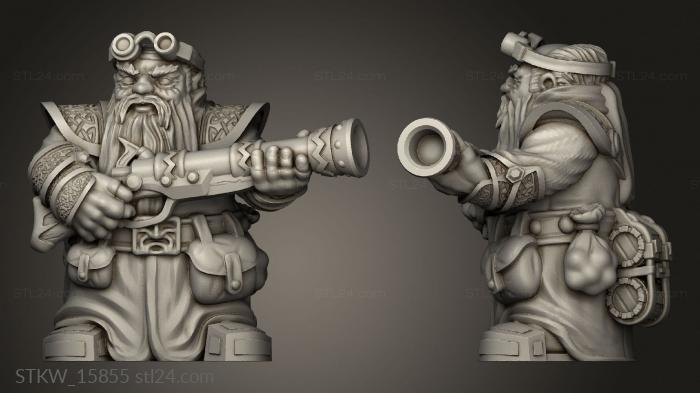 Military figurines (Dwarf Big Gun, STKW_15855) 3D models for cnc