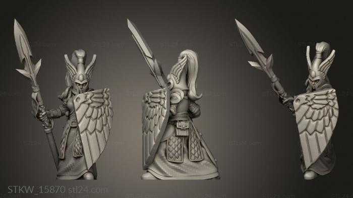 Military figurines (Elf Spear and Shield Attack, STKW_15870) 3D models for cnc