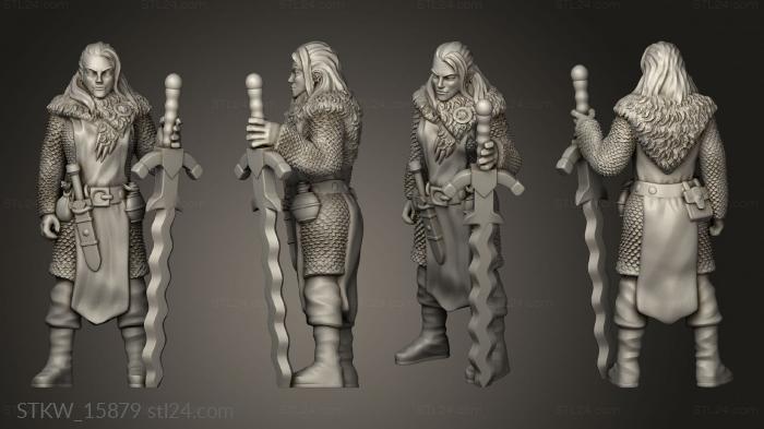 Military figurines (Female Warrior Big Sword, STKW_15879) 3D models for cnc