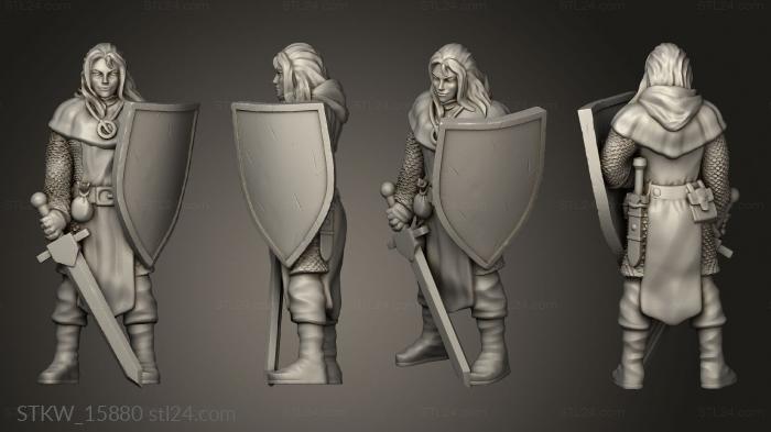 Military figurines (Female Warrior Shield, STKW_15880) 3D models for cnc