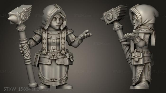 Military figurines (Dwarf Female Rune Priest woman, STKW_15884) 3D models for cnc