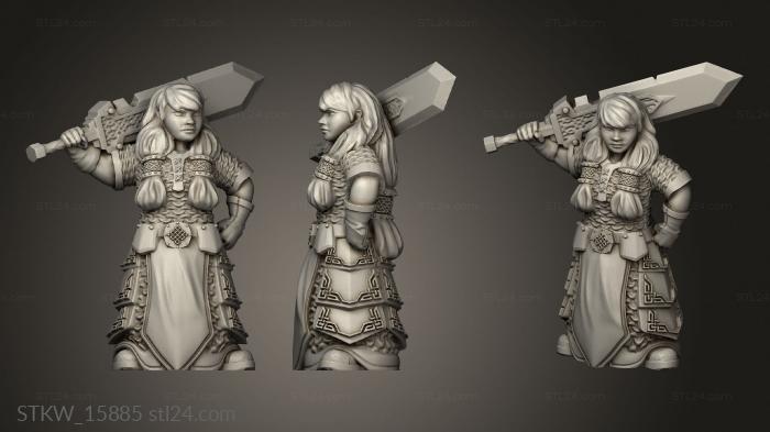 Military figurines (Dwarf Female Warrior fem war, STKW_15885) 3D models for cnc