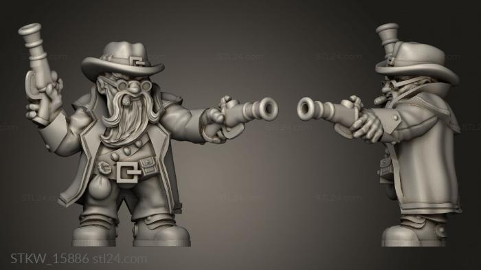 Military figurines (Dwarf Male Gunfighter Gunslinger, STKW_15886) 3D models for cnc