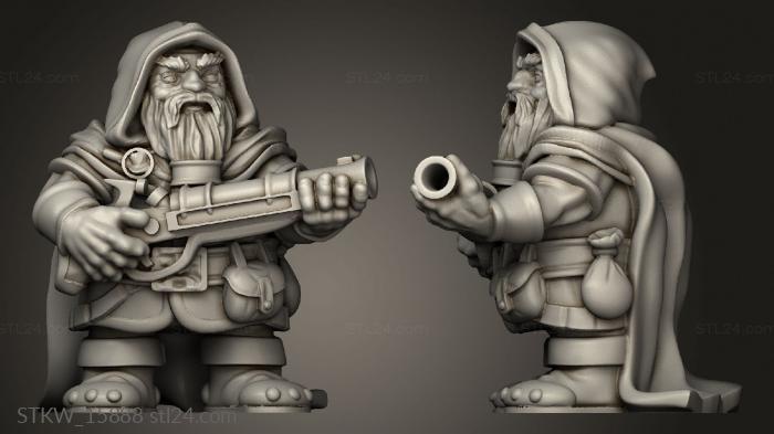 Military figurines (Dwarf Male Rifleman, STKW_15888) 3D models for cnc