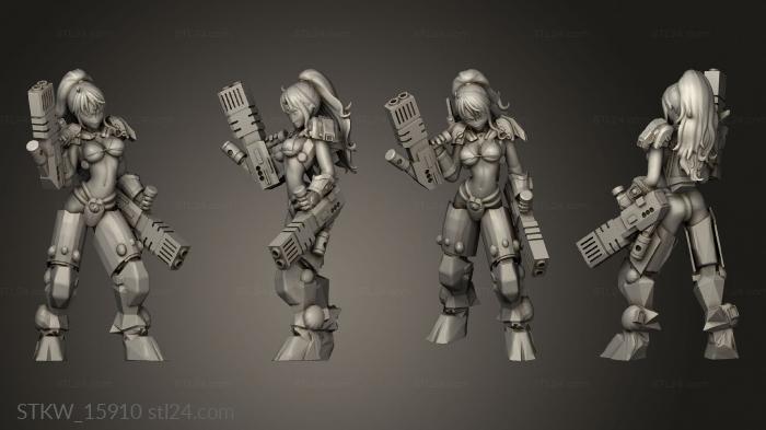 Military figurines (Sun Bikini Girl with Guns, STKW_15910) 3D models for cnc