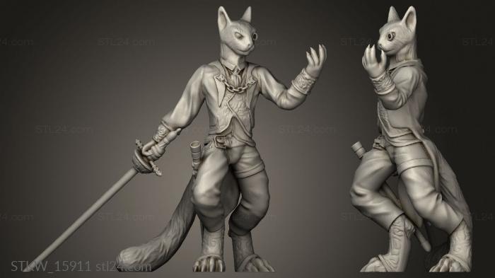 Military figurines (Tabaxi Duellist catlord, STKW_15911) 3D models for cnc