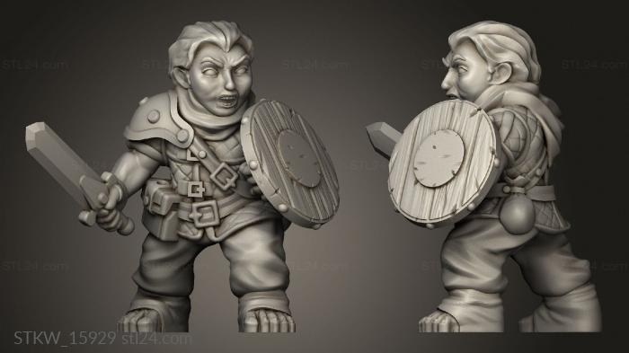 Military figurines (Halfling Brave Warrior, STKW_15929) 3D models for cnc