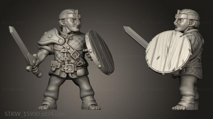 Military figurines (Halfling Warrior, STKW_15930) 3D models for cnc