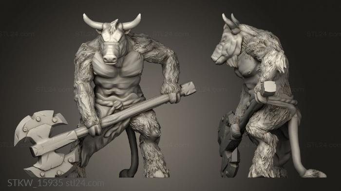 Military figurines (Minotaur Two Axe, STKW_15935) 3D models for cnc