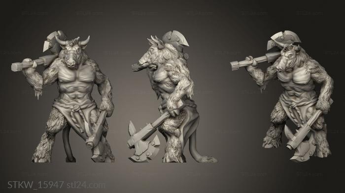 Military figurines (Minotaur Dual Axe, STKW_15947) 3D models for cnc