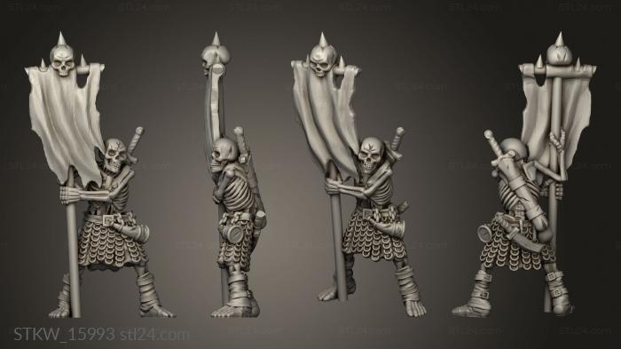 Military figurines (Skeleton Flagbearer, STKW_15993) 3D models for cnc