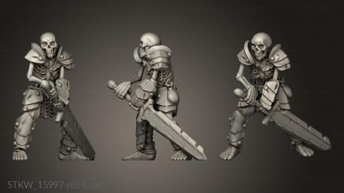 Military figurines (Skeleton Warrior Two Sword, STKW_15997) 3D models for cnc