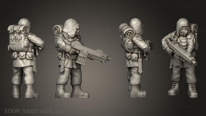 Military figurines (Soldier in Hood and Gas Mask, STKW_16001) 3D models for cnc