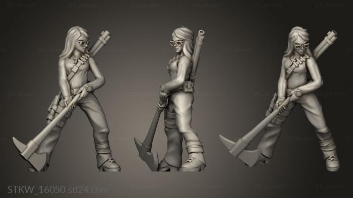 Military figurines (Zombie Hunter Female Axe, STKW_16050) 3D models for cnc