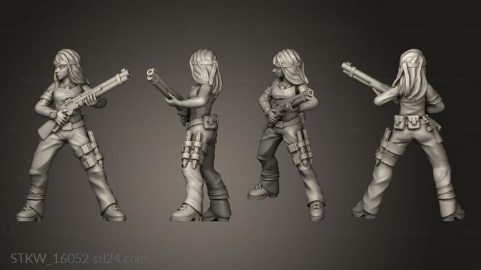 Military figurines (Zombie Hunter Female Gun Bandage, STKW_16052) 3D models for cnc