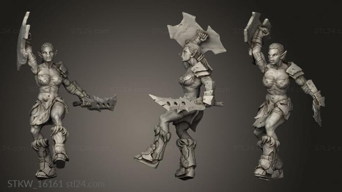 Military figurines (Orc Female Warrior, STKW_16161) 3D models for cnc