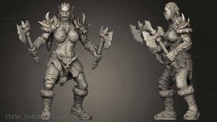 Orc Female Warrior with two axes