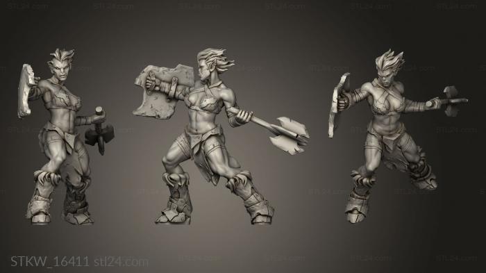 Military figurines (Orc Female Warrior, STKW_16411) 3D models for cnc