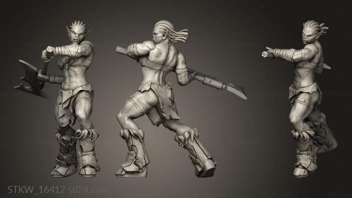 Military figurines (Orc Female Warrior, STKW_16412) 3D models for cnc