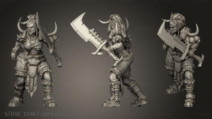 Military figurines (Orcs Female, STKW_16467) 3D models for cnc