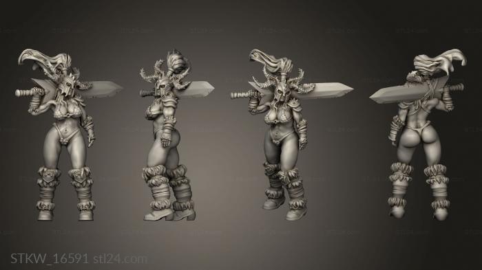 Military figurines (Sept Barbarian pinup, STKW_16591) 3D models for cnc