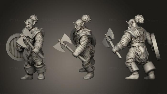 Military figurines (Rhokk Half Orc Axe Fighter (V2), STKW_1733) 3D models for cnc