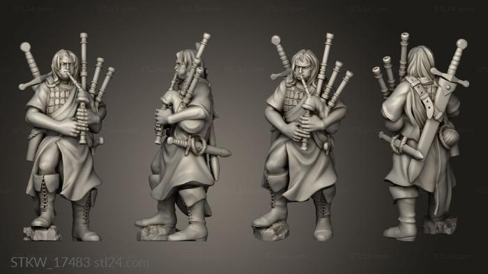 Military figurines (QUESTING KNIGHT MUSICIAN FOOT, STKW_17483) 3D models for cnc