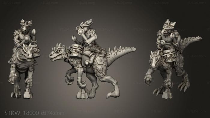 Military figurines (reptilian cavalry musician, STKW_18000) 3D models for cnc