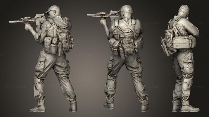 Military figurines (Soldier with gun sniper, STKW_1846) 3D models for cnc