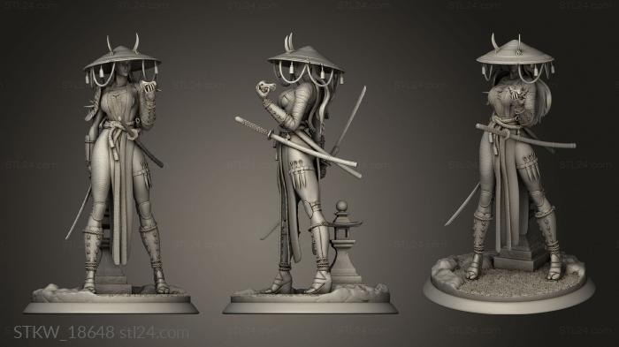 Military figurines (SAMURAI WOMAN, STKW_18648) 3D models for cnc