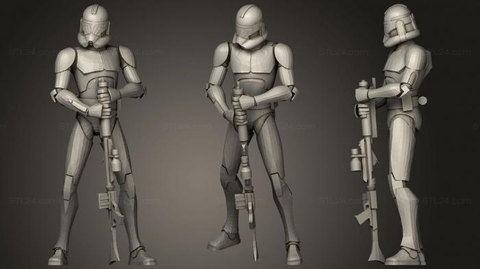 Military figurines (Star Wars 501st Phase 2 Clone Trooper, STKW_1869) 3D models for cnc