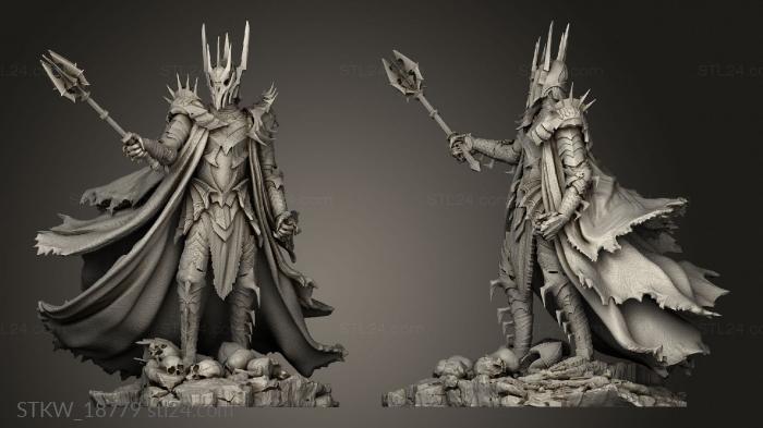 Military figurines (Sauron in cloak with mace, STKW_18779) 3D models for cnc