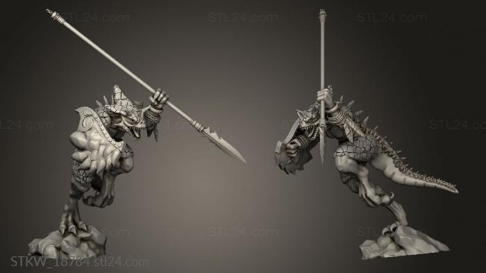 Military figurines (SAURUS WITH SPEAR, STKW_18784) 3D models for cnc