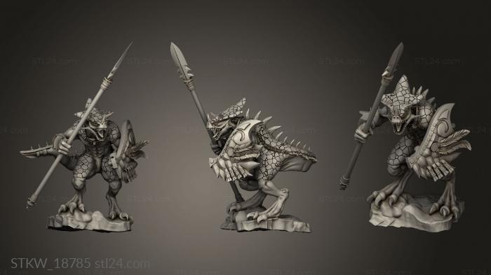 Military figurines (SAURUS WITH SPEAR, STKW_18785) 3D models for cnc
