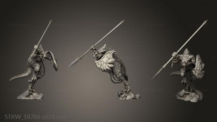 Military figurines (SAURUS WITH SPEAR, STKW_18786) 3D models for cnc