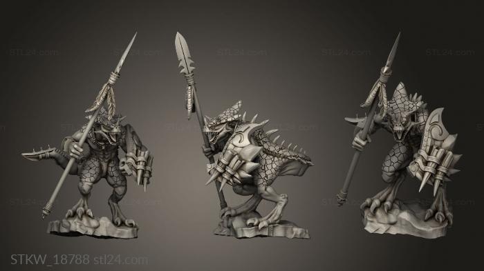 Military figurines (SAURUS WITH SPEAR, STKW_18788) 3D models for cnc
