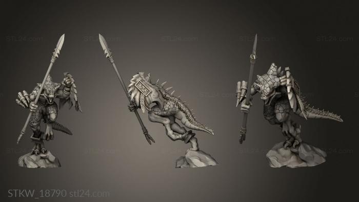 Military figurines (SAURUS WITH SPEAR, STKW_18790) 3D models for cnc