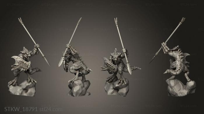 Military figurines (SAURUS WITH SPEAR, STKW_18791) 3D models for cnc