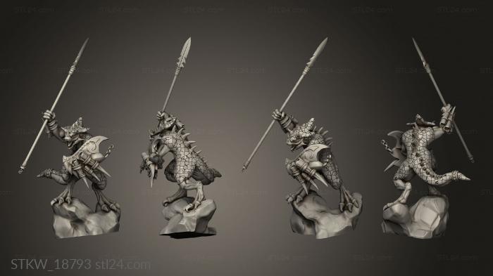 Military figurines (SAURUS WITH SPEAR, STKW_18793) 3D models for cnc