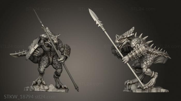 Military figurines (SAURUS WITH SPEAR, STKW_18794) 3D models for cnc
