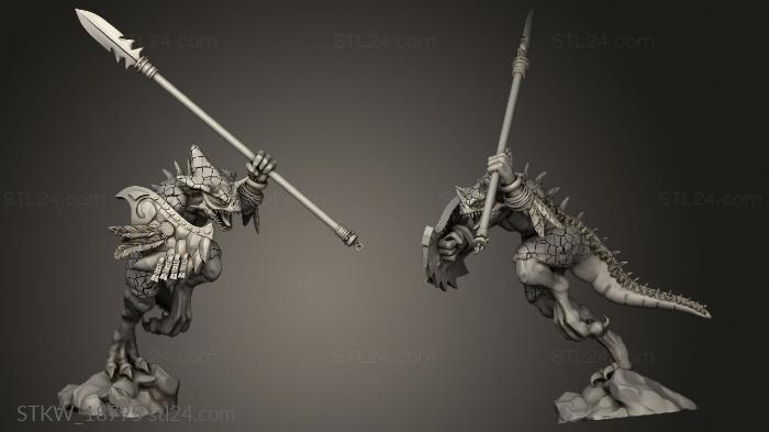 Military figurines (SAURUS WITH SPEAR, STKW_18795) 3D models for cnc